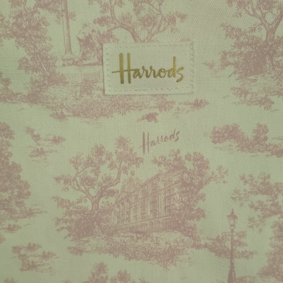 Harrods Pink and White Toile Tote Bag - Picture 2 of 12